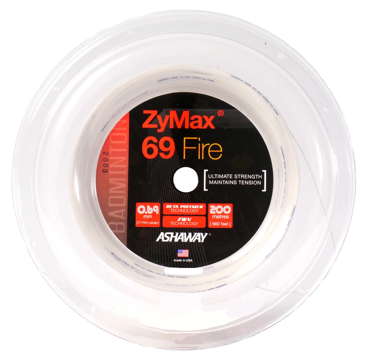 Ashaway ZyMax 69 Fire 0.69mm Badminton 200M Reel 4 Ashaway ZyMax 69 Fire 0.69mm Badminton 200M Reel - Image 2