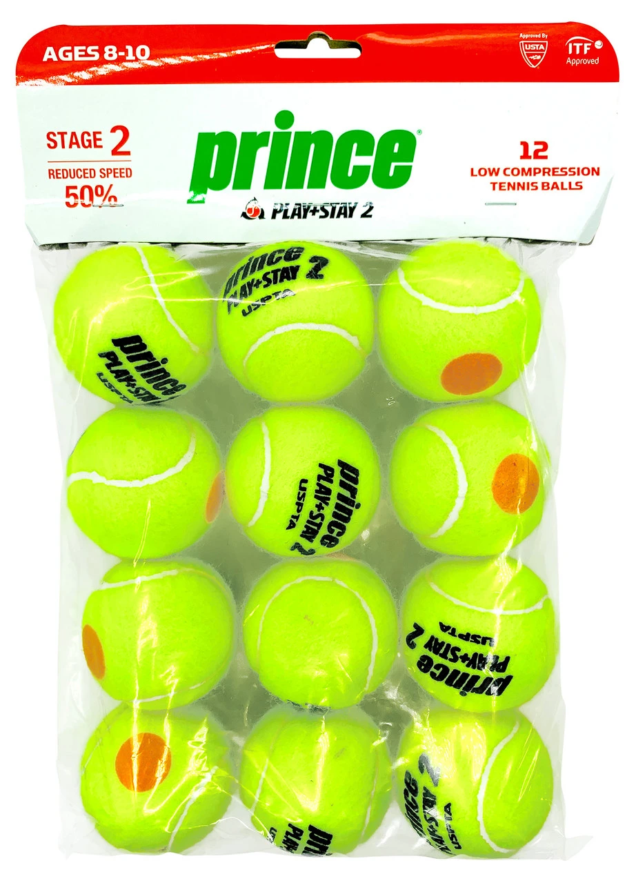 Prince Play + Stay Stage 2 Junior Tennis Balls Dozen 3 Prince Play + Stay Stage 2 Junior Tennis Balls Dozen